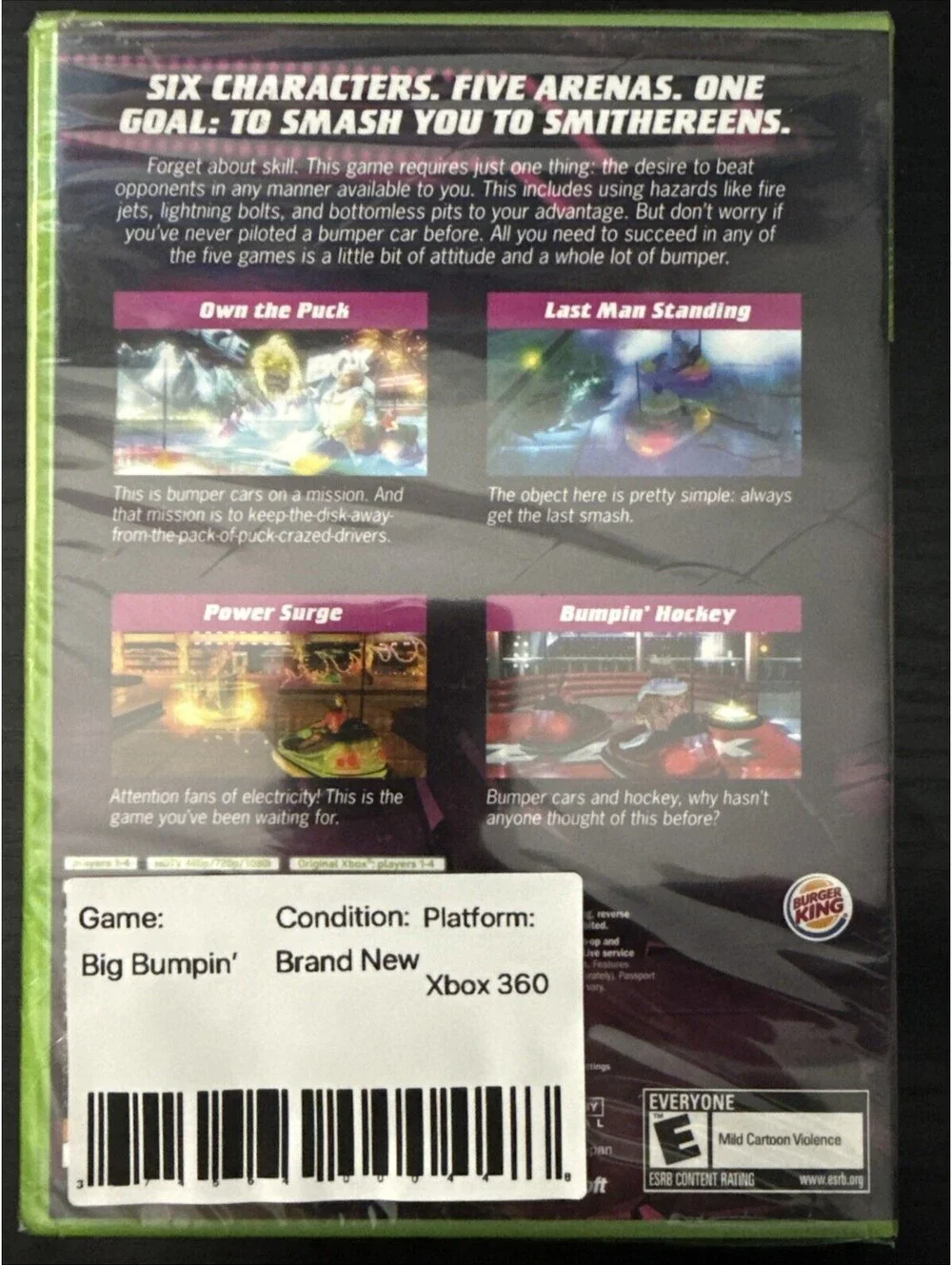 Big Bumpin Microsoft Xbox 360-2006 Burger King Promo Game New Sealed